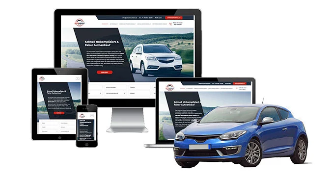 Ankaufseite mobil – Autoankauf Traunstein mit rotem PKW